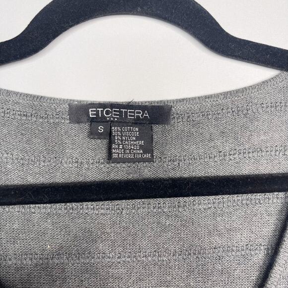 Etcetera S Gray Sequin Sleeveless Tunic Sweater Tank Scoop Neck Cotton Cashmere - Picture 6 of 7